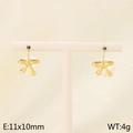 Elegant gold bowknot earrings with white round pearls displayed on a white stand - French Vintage Bow-Knot Style (Style J Gold KE116140-KFC)