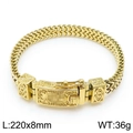 Golden double-link Franco chain bracelet with 8mm width and vintage engraved clasp - Gold