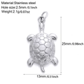 Stainless steel sea turtle charm with dimensions and specifications for jewelry making - Turtle-S7