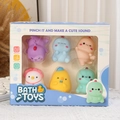 6-pack macaron color vinyl squeeze bath toys for kids featuring cute dinosaur shapes - 6-Piece Mini Dinosaur & Duckling Box Set