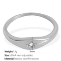 Anello a stella minimalista in acciaio argento con strass, taglia US 6 e peso di 1,5g - US 6# / Stile Stella Sottile (JZ75) / Argento