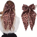 Elegante vintage haarspeld met luipaardprint strik en lange satijnen linten - Rode Luipaard