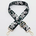 Ethnic style woven replacement bag strap with green, black, and white geometric pattern - Style 359 / Gold