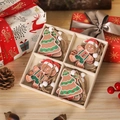Set di 12 ornamenti natalizi in legno con omini di zenzero e alberi in scatola regalo - Omino di Pan di Zenzero Stile D (Q-J99)