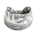 Bandeau de yoga en coton élastique avec motif cachemire noir et design antidérapant - Blanc Noir Paisley (#99)