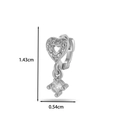 Macro detail of silver heart earring with dimensions 1.43cm height and 0.54cm width - Heart Drop Design (7#) / Silver