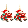 Orecchini a gancio a forma di Babbo Natale con strass colorati e finitura dorata - Stile Babbo Natale Smaltato con Strass (2767)