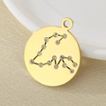 18K gold plated round stainless steel pendant with constellation rhinestones - Gold Leo (KLJ4532-Z)