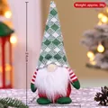 Gnome de Noël avec bonnet tricoté à losanges verts et barbe blanche, hauteur 24 cm - Poupée Sans Visage-012-E