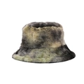 Chapeau bob en peluche tie-dye dégradé arc-en-ciel en fausse fourrure épaisse - M (56-58cm) / Tie-Dye Gris et Vert (B)