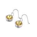 Square cushion-cut yellow zircon drop earrings in a polished silver-tone metal finish - Yellow (KE82678-GC)