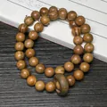 Doppelreihiges grünes Sandelholz-Armband mit natürlicher Maserung und großem Holzring - 8mm Rundperlen Doppelring + Ring
