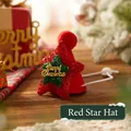 Chapeau de Noël rouge à étoiles pour chats et chiens avec texte doré Merry Christmas - Étoile Rouge Paillettes Chapeau / Rouge