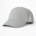 Dettaglio del cappellino da baseball grigio in cotone con stella bianca ricamata sul lato - Taglia unica / Grigio chiaro