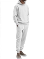 Men's relaxed fit tracksuit set in white jacquard texture with hoodie and joggers - S / Top And Bottom / White