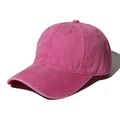 Vintage washed fuchsia baseball cap featuring a six-panel distressed cotton canvas design - Adjustable / Rose Red