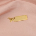 Golden stainless steel long bar pendant with hollow butterfly detail for DIY jewelry - Gold (MP340-2)