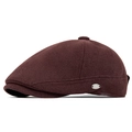 Berretto piatto classico in lana bordeaux per uomo e donna con logo metallico laterale - Regolabile / Borgogna