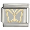 Silver stainless steel rectangular link charm with golden butterfly pattern for DIY bracelet - 0133 - Classic Golden Butterfly