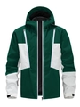 Giacca outdoor da uomo con cappuccio e design color block verde e bianco con cerniere - XS / Verde