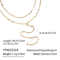 Detailed close-up of double-layered Y-shaped gold necklace in waterproof stainless steel - Double Layer Y-Shape Minimalist (YYN025318)