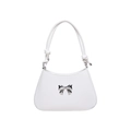 Borsa a spalla bianca minimalista con tracolla a nodo e fibbia argentata da donna - Bianco
