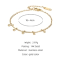 Detail view of 14K gold plated stainless steel beaded bracelet with 16+4cm size mark - Gold Ball Bead Decorative Style (SB22101520)