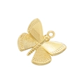 Detailed close-up of a golden butterfly metal pendant with textures and a top hanging loop - Butterfly - Gold
