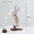 Rustic 20cm wooden Christmas reindeer ornament with twine scarf on a round wood base - Natural Wood Reindeer-20cm