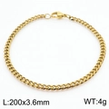 Bracelet gourmette doré en acier inoxydable poli, longueur 200 mm et largeur 3,6 mm - 3.6mm(KB180261-Z) / Doré