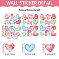 Detaillierte Größentabelle für 53 bunte Herz-Wandaufkleber auf sechs Bögen - Gemischtes Aquarell-Punkte-Herz-Set (UV24Y12914BS_T) / 20*30cm