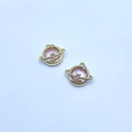 Pendenti a pianeta dorati con cristallo rosa e anello di zirconi con stelle - Rosa