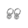 Macro detail of silver stainless steel hoop earrings with detachable heart-shaped pendants - Silver Polished Heart Pendant Style (EO315)