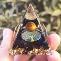 Pyramide en cristal d'orgone avec œil de tigre et arbre de vie pour décor de bureau - Oeil de Tigre Noir Arbre de Vie / Petit