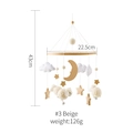 Handmade wooden baby crib mobile with felt sheep stars and moon in beige color - Beige Sheep Star Moon Mobile