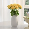 Handcrafted crochet rose bouquet in yellow with green leaves in a white ceramic vase - Yellow