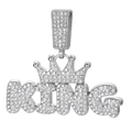 Ciondolo King in metallo argento con corona e strass brillanti per stile hip hop uomo - Solo ciondolo d'argento / Argento
