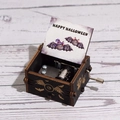 Halloween hand crank wooden music box with Happy Halloween bat motif and metal movement - Hand-cranked Halloween G