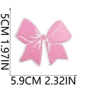 Pink bow embroidery patch dimensions showing 5.9cm width and 5cm height measurements - Pink Bow Style Four