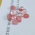 Polished pink rose quartz oval cabochons for DIY jewelry making and gemstone settings - 6*8mm / Watermelon Red (Synthetic)