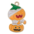 Halloween bandage pumpkin pendant in gold-plated metal with colorful enamel finish - 1pc Orange Bandage Pumpkin (25x15mm)