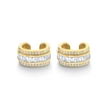 Manchette d'oreille dorée en forme de C avec trois rangées de zircons et cristaux baguette - JQH0251-Style Zircon Baguette / Doré