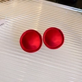 Vintage-Ohrstecker im roten Rosenblüten-Stil für das Neujahrsfest in mattem Rot-Finish - 42# Silberner Ohrstecker - Rote unregelmäßige Rundform