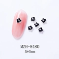 Mini dijes 3D de flores de aleación de 5x5mm para uñas con diseño de esmalte negro - 5*5mm Base Plateada Negro (MZH-8480)