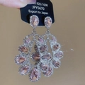 Elegant 925 silver stud earrings featuring pink pear-cut zirconia and diamond pave details - Water Drop Style / Silver-Pink