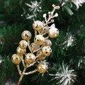 Sparkling gold berries with white snow frosting on a Christmas tree decorative branch - 19CM (15 Heads) / Gold With Snow