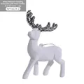 Addobbo renna di Natale floccata bianca con corna glitter argento 8,5x13x2cm - Bianco