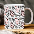 Close-up of white ceramic Halloween mug with spooky ghost and Be My Boo print design - SP-S Style
