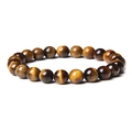 Natuurlijke 8mm tijgeroog kralenarmband met elastisch koord en gouden glans voor dames en heren - Gele Tijgeroog