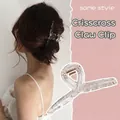 Transparent acrylic cross hair claw clip for thick hair styling in variant clear finish - 1# Transparent Cross Claw Clip